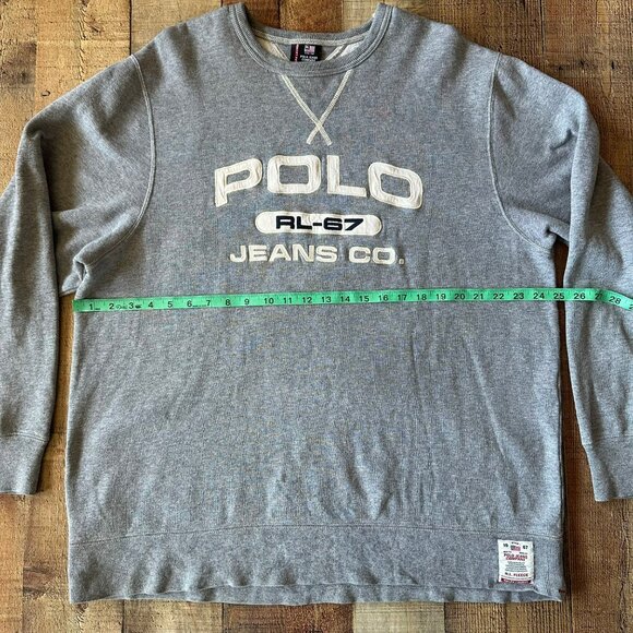 Polo Ralph Lauren RL-67 Jeans Co. Pullover Crewneck Sweater Mens X-Large Gray - Picture 2 of 6